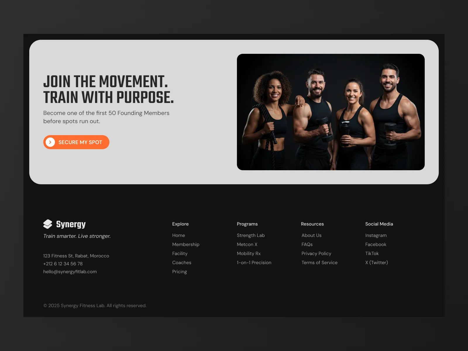 Synergy Fitness Landing Page